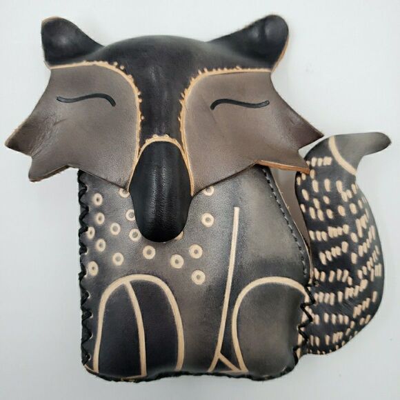 Handmade Leather Fox Wristlet Wallet Gray Minimalist Woodland Animal Coin Purse - Picture 10 of 10